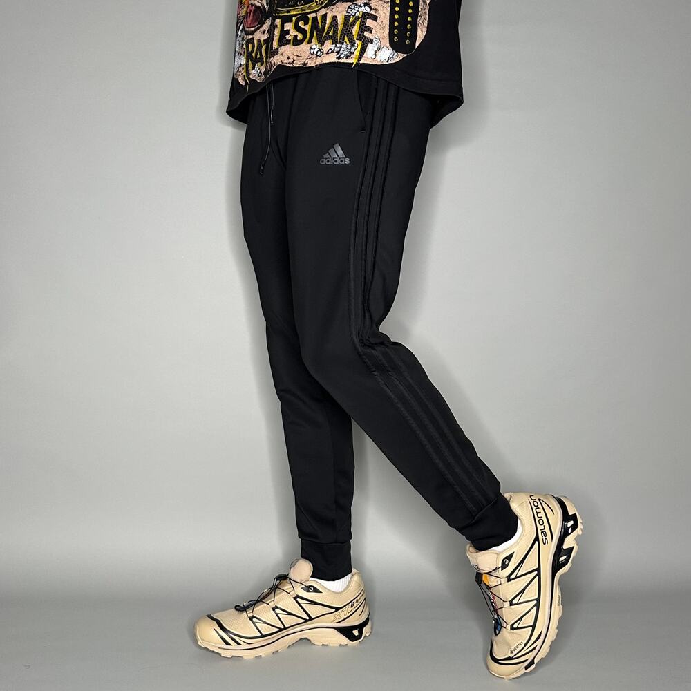 Vintage Y2K Adidas Sweatpants Mens S Black Polyester Joggers Subtle Logo